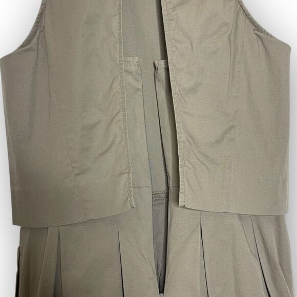 Banana Republic Layered Poplin Fit and Flare Dress Green Brown Women’s Size 10 - Picture 7 of 11